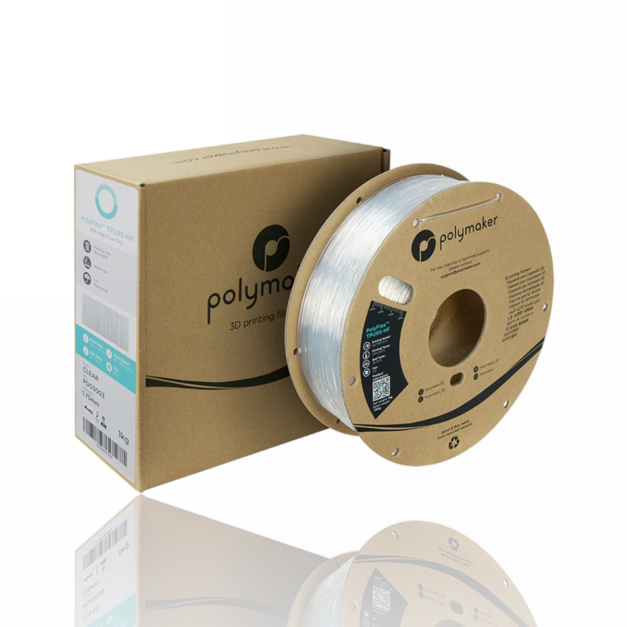 TPU 95A TPU95-HF PolyFlex Hight Speed 1kg Clear - Polymaker - Image 4