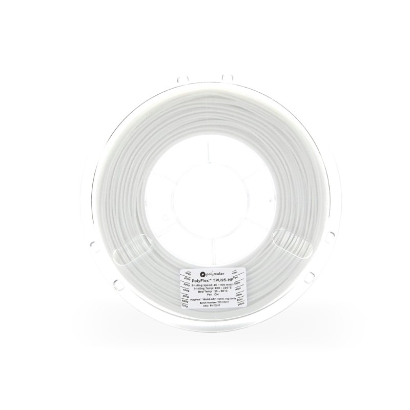 TPU 95A TPU95-HF PolyFlex Hight Speed 1kg White - Polymaker - Image 2