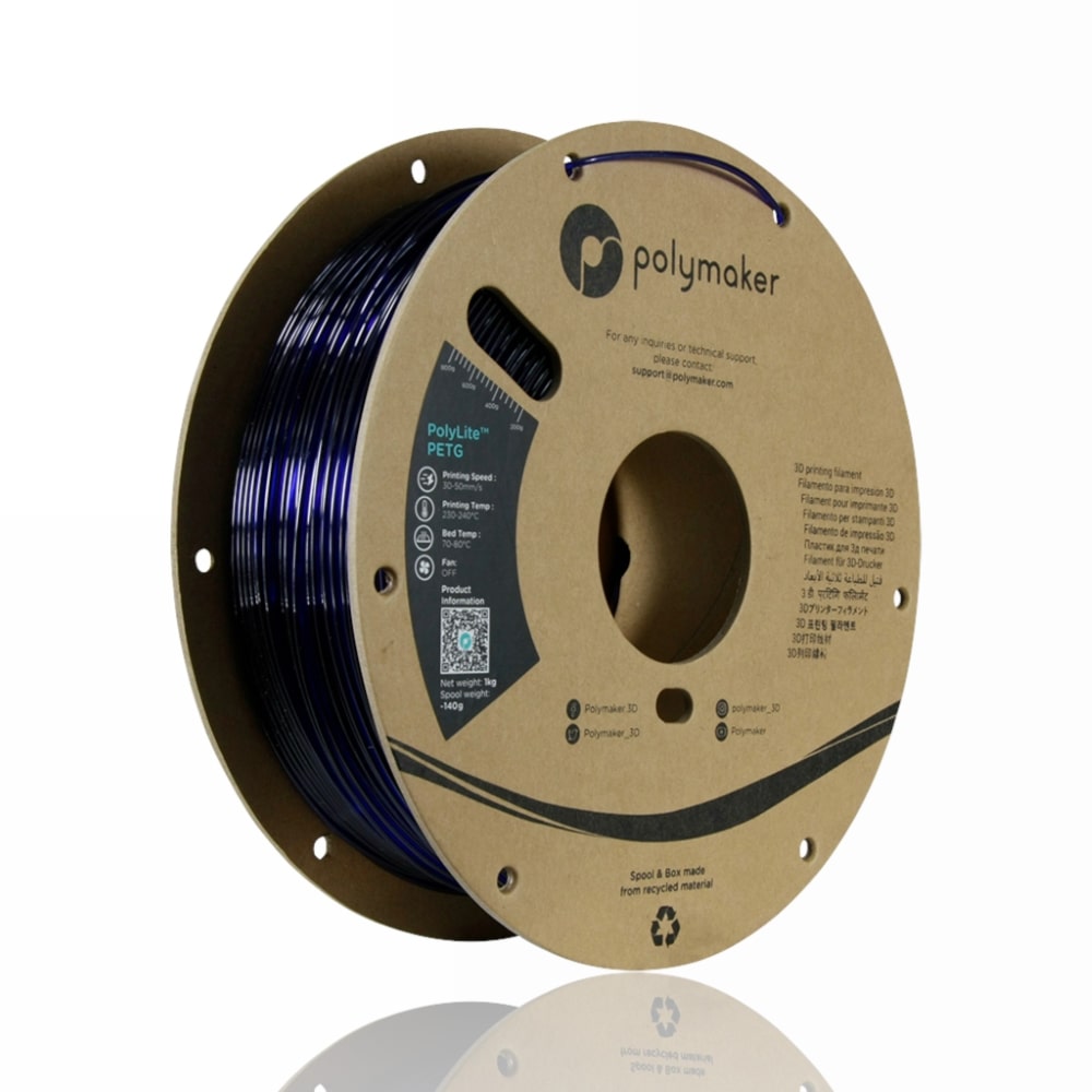PETG PolyLite 1kg Translucent Blue - Polymaker