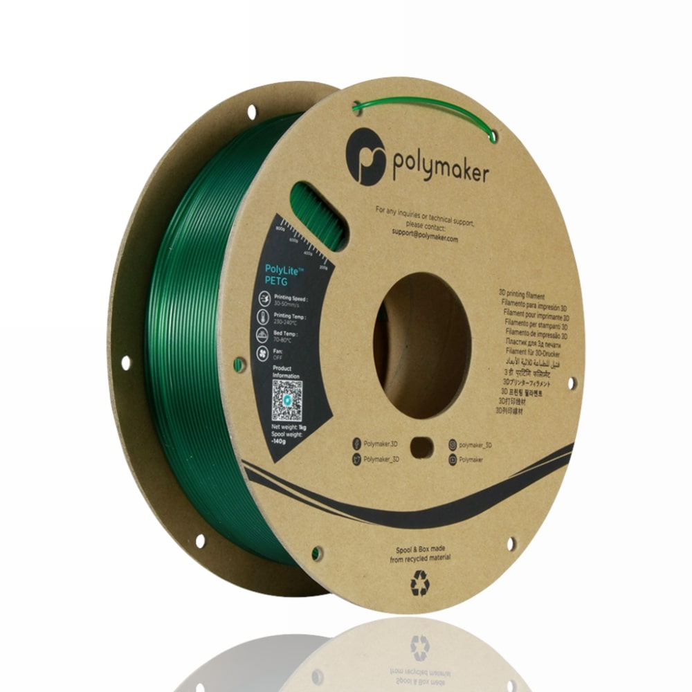 PETG PolyLite 1kg Translucent Green - Polymaker