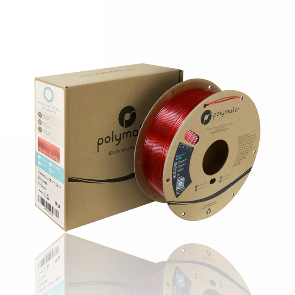 PETG PolyLite 1kg Translucent Red - Polymaker - Image 2