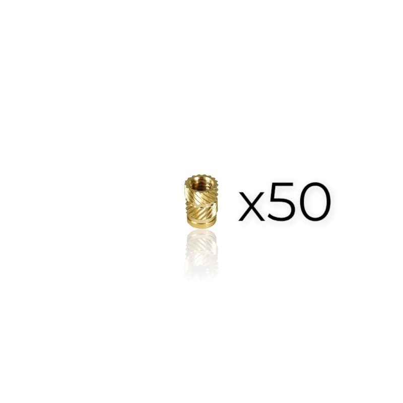 Pack 50 unidades Porca Inserção M8 para embutir em plástico ( Thread inserts ) - EVOLT