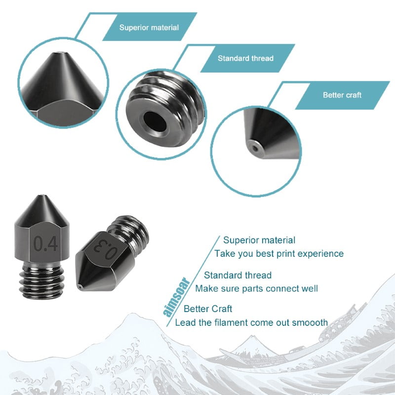 0.4mm Aço Endurecido Hardened Steel Nozzle MK8  - AIMSOAR - Image 6