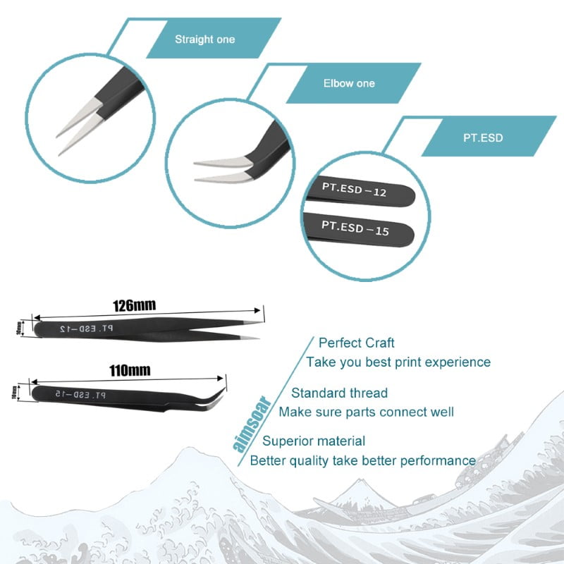 Pinça para Limpeza 126mm 10mm ( Tweezers elbow ) - AIMSOAR - Image 4