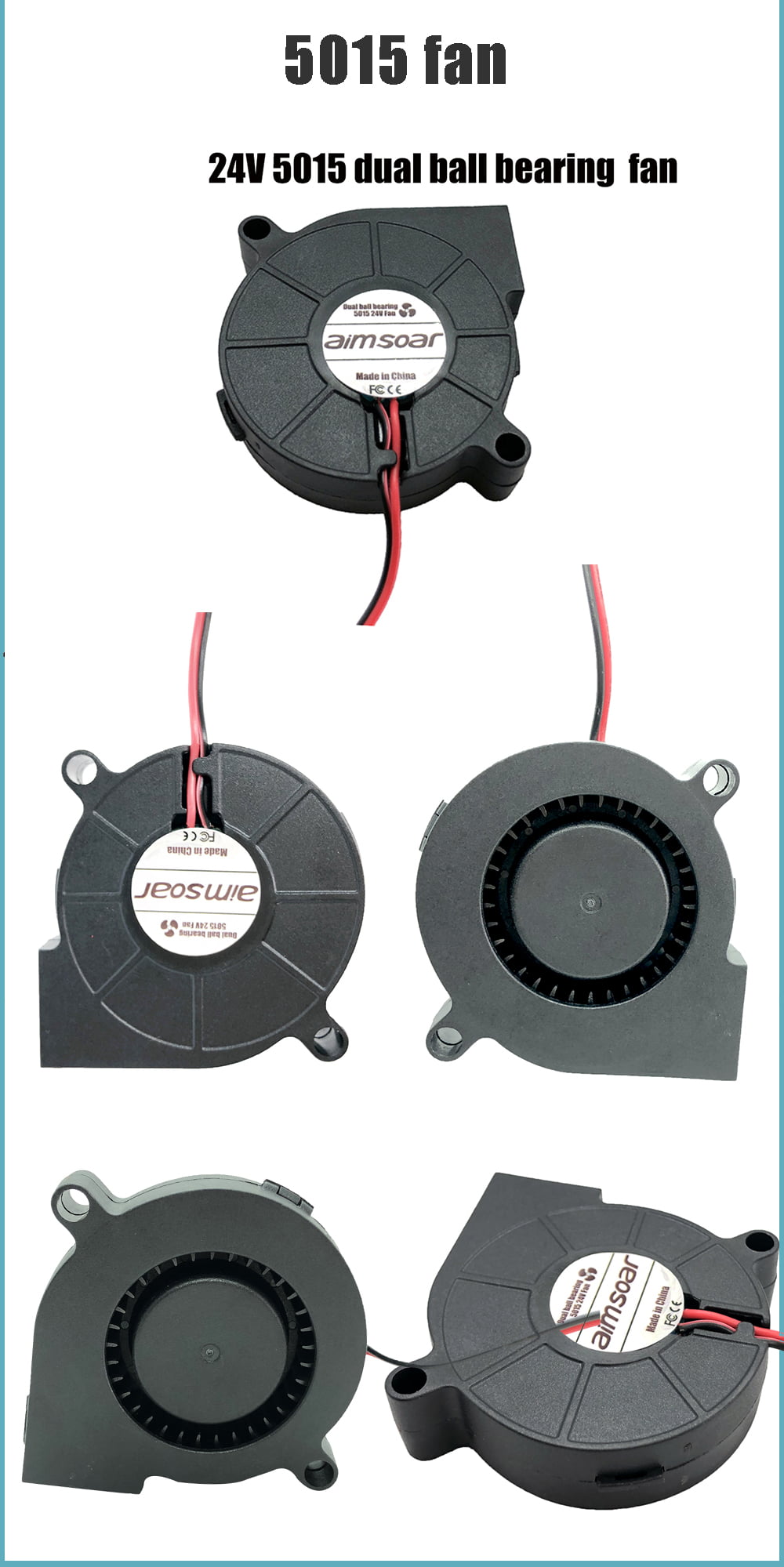 Ventilador Ventoinha BLOWER 5015 24V Dual ball bearing (50*15mm) - AIMSOAR - Image 2